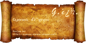 Gyenes Ágnes névjegykártya